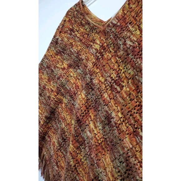 ALFRED DUNNER Petite S - M Sweater Poncho Cape Fringe Autumn Palette - Picture 13 of 14